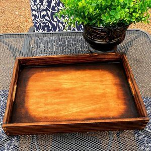 Rustic hand charred wooden serving tray
